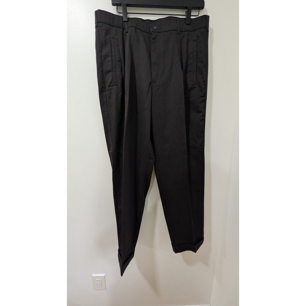 Vintage Claybrooke Khakis Pleated Cuffed Trousers Brown 36x30 Crisp